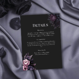 Convites Gothic Black Floral Wedding Details Card