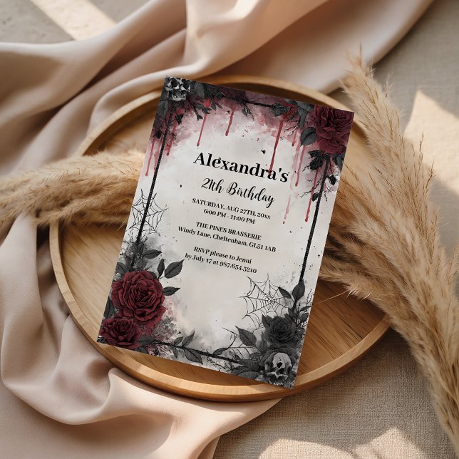 Convites Gothic Blood Roses Birthday (Criador carregado)