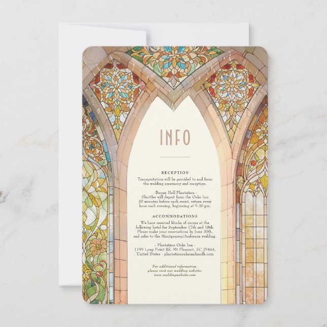 Convites Gothic Cathedral Stained Glass Info Card (Frente)