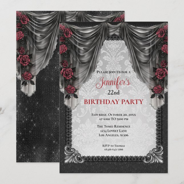 Convites Gothic Dark Birthday invitation (Frente/Verso)