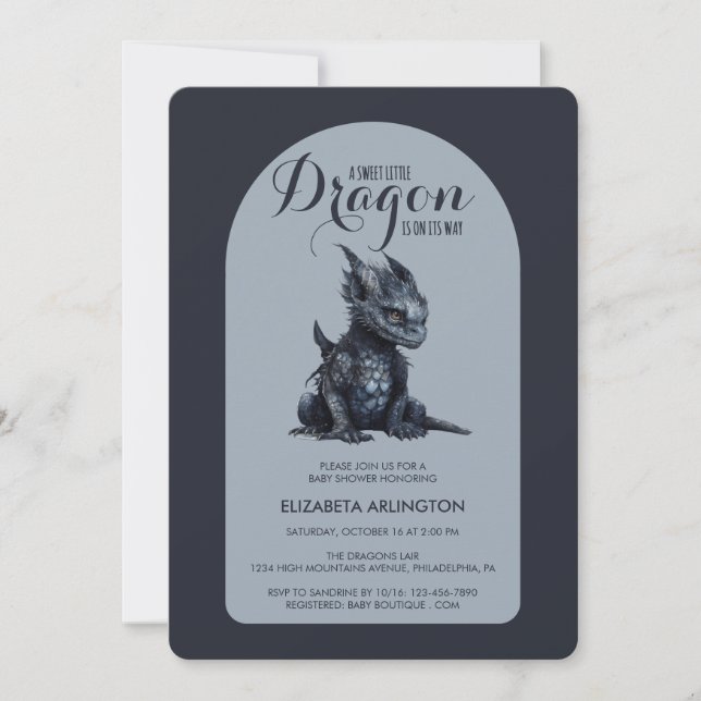 Convites Gothic Dark Dragon Baby Shower Invitation (Frente)
