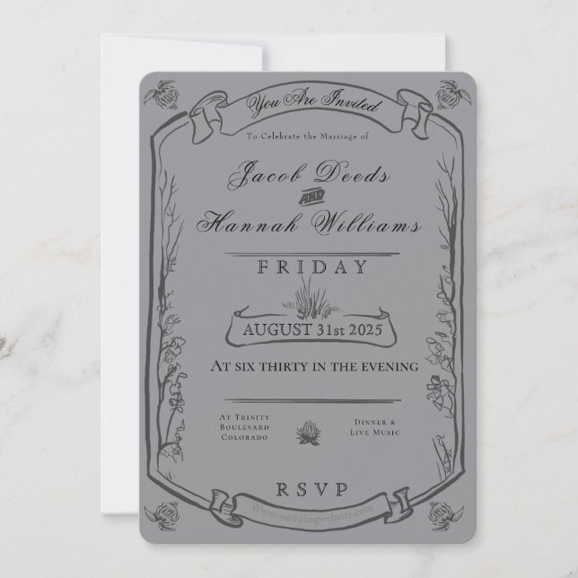 Convites Gothic Forest Moody Wedding Invitation (Frente)