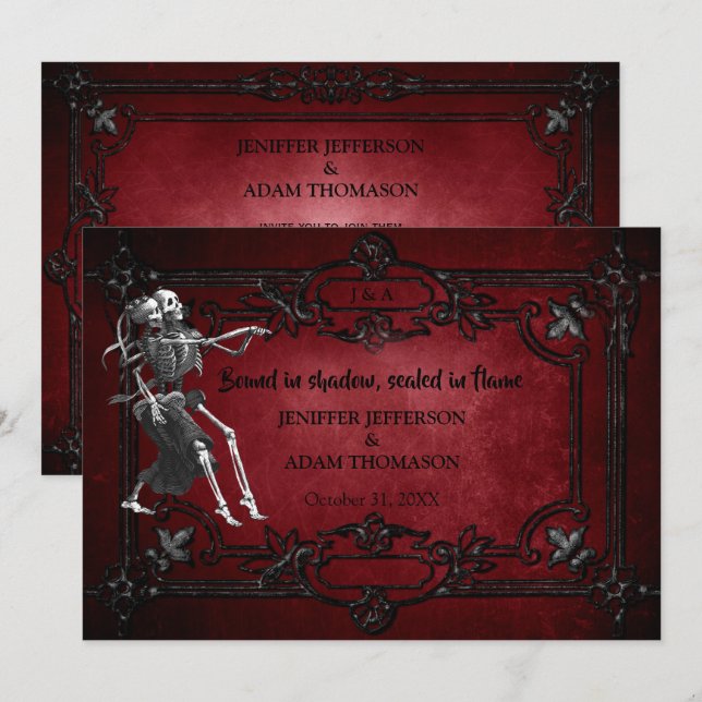Convites Gothic Halloween wedding invitation (Frente/Verso)