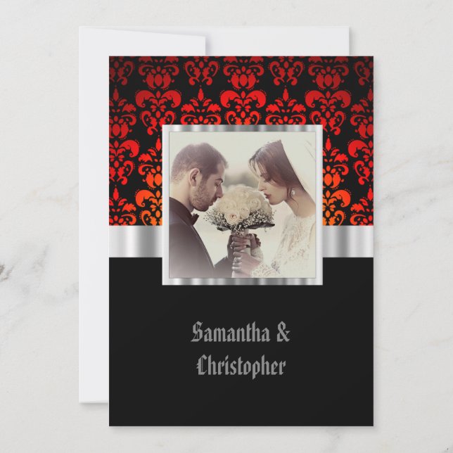 Convites Gothic photo template wedding invitation (Verso)