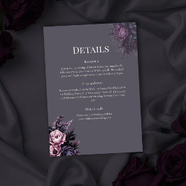 Convites Gothic Plum Floral Wedding Details Card