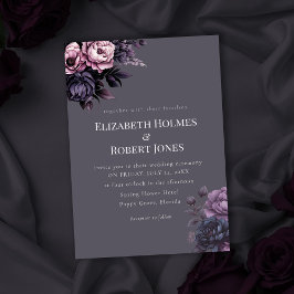 Convites Gothic Plum Floral Wedding Invitation