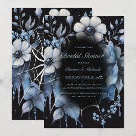 Convites Gothic Powder Blue Floral Spider Web Bridal Shower