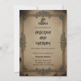 Convites Gothic Raven Floral Wedding Arch Invitation