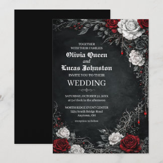 Convites Gothic Roses Wedding Invitation