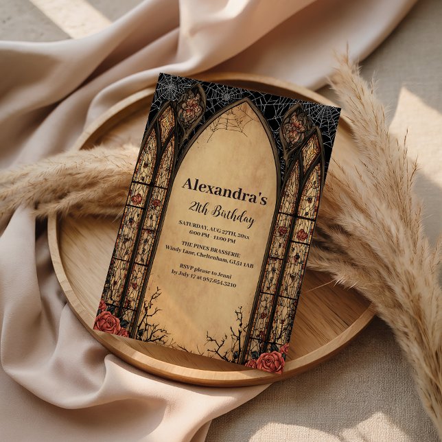 Convites Gothic Stained Arch Rose Birthday (Criador carregado)
