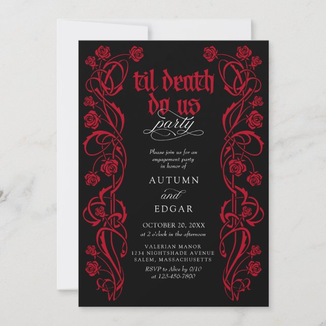 Convites Gothic Til Death Engagement Party (Frente)
