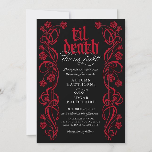 Convites Gothic Til Death Wedding (Frente)