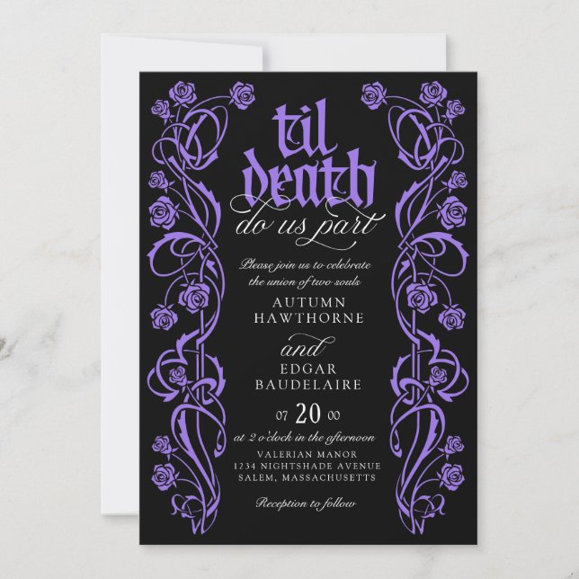 Convites Gothic Til Death Wedding (Frente)