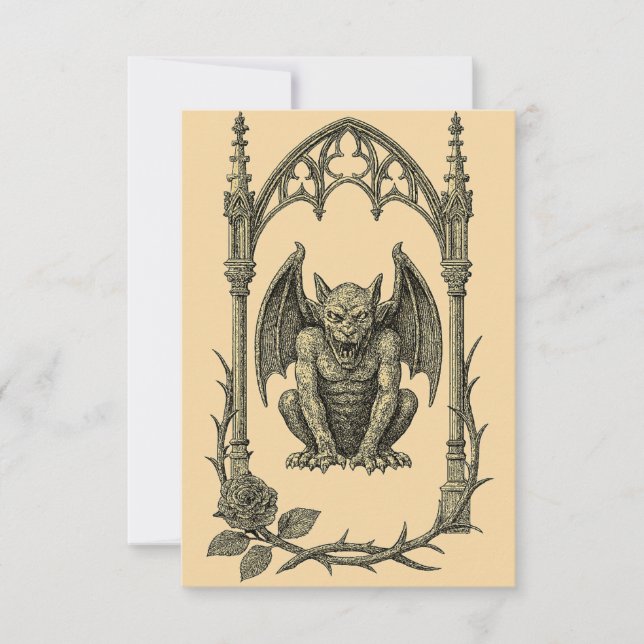 Convites Gothic Wedding Invitation – Gargoyle (AI-Gen) (Frente)
