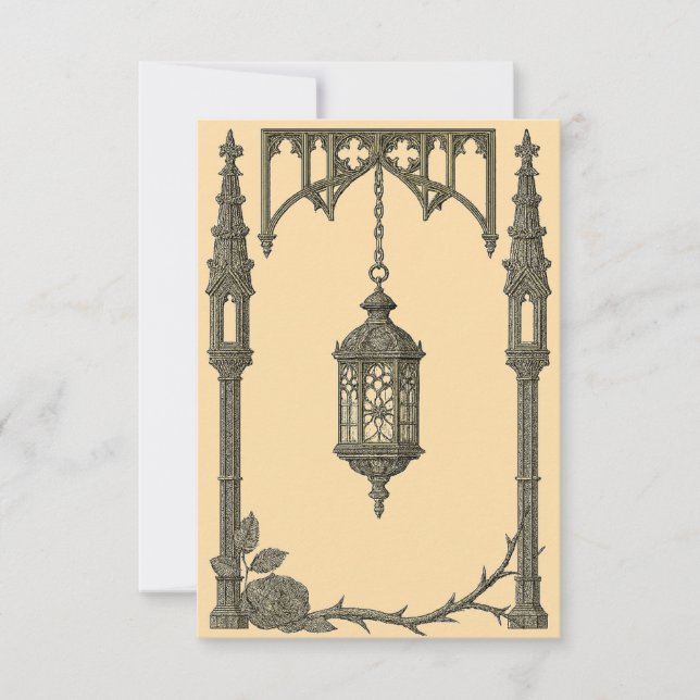 Convites Gothic Wedding Invitation – Hanging Lantern AI-Gen (Frente)