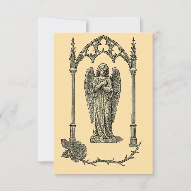 Convites Gothic Wedding Invitation – Somber Angel (AI-Gen) (Frente)