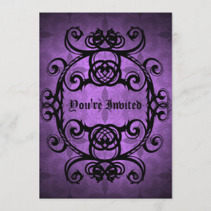 Convites Gótica elegante, roxo e festa negra