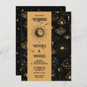 Convites Gótica Mystical Moon Stars Mth Dark Wedding Invit