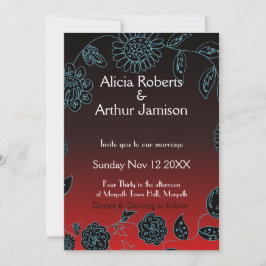 Convites Gótico casamento Gótico Red Black Grunge Halloween