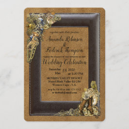 Convites Gótico - Casamento Steampunk Em Suede