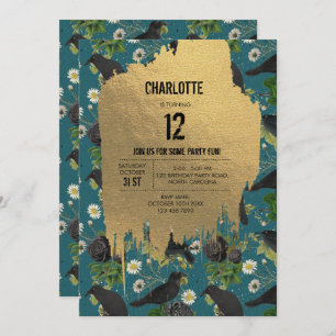 Convites Gótico Corvos e Rosas Negros Dia das Bruxas