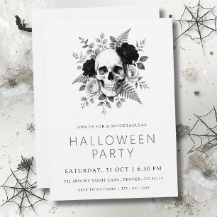 Convites Gótico Crânio & Rosas Halloween 