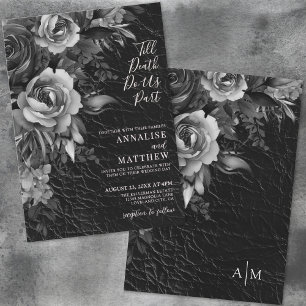 Convites Gótico Floral Elegante Casamento Preto