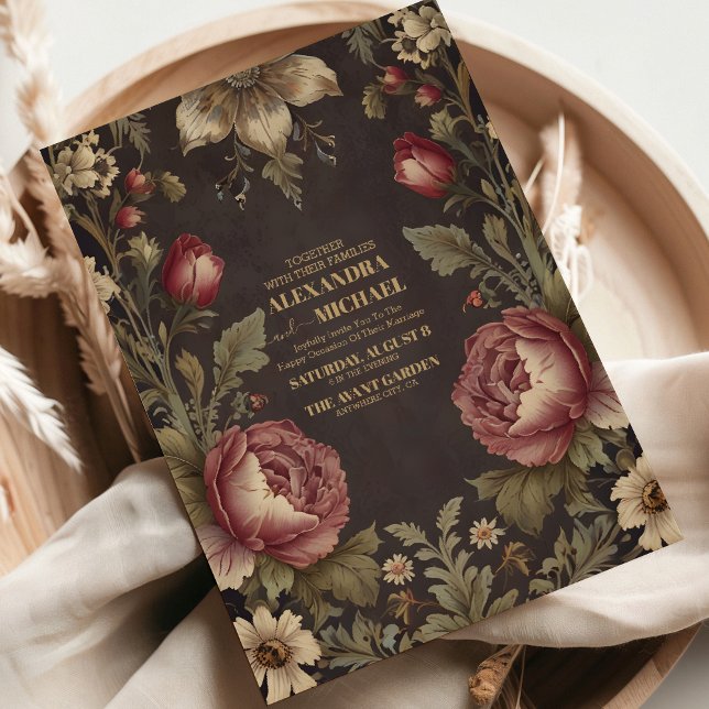 Convites Gótico Floral Victorian Wedding (Criador carregado)