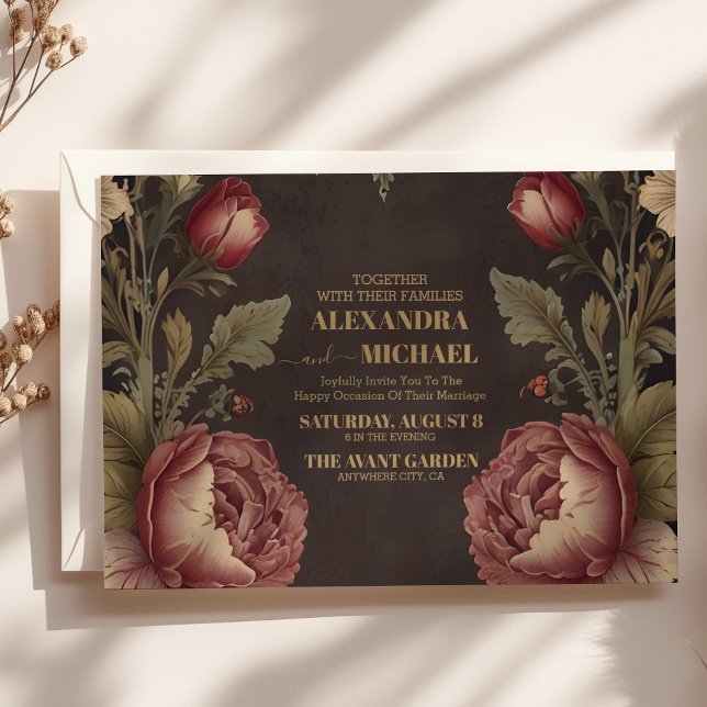 Convites Gótico Floral Victorian Wedding (Criador carregado)