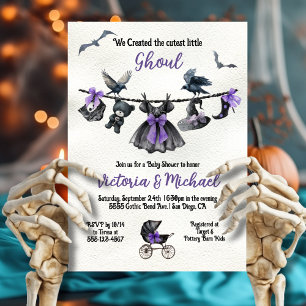 Convites Gótico Halloween Clothesline Girl Chá de fraldas
