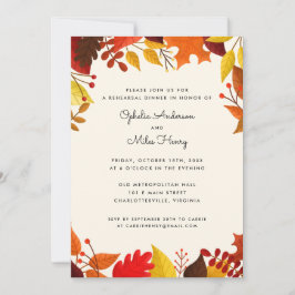Convites Gouache Autumn Deixa O Janto De Ensaio De Casament