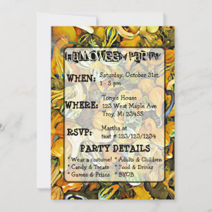 Convites Gourds Pumpkins e Cat Halloween