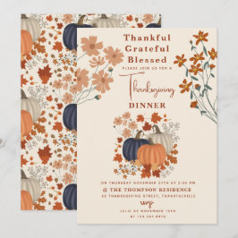 Convites Graças Grata, abençoada Pumpkin Ação de Graças