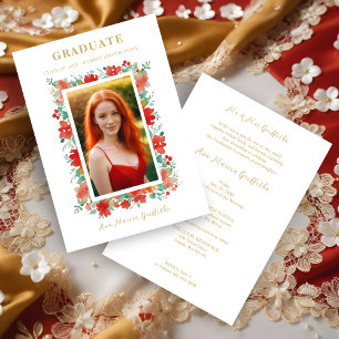 Convites Graceful Floral Graceful Graduation Red Foto