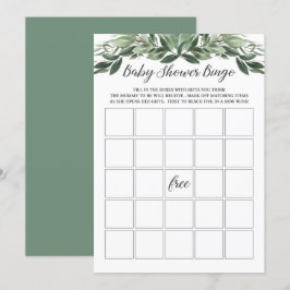 Convites Graceful Greenery Chá de fraldas Bingo Game Card