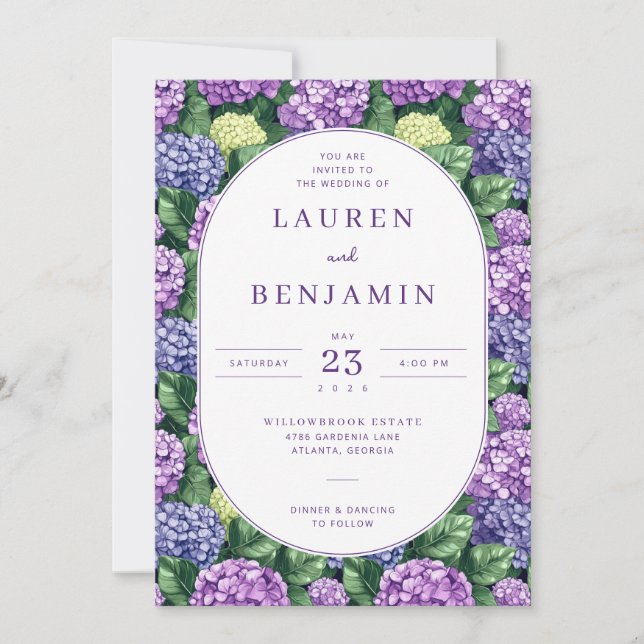 Convites Graceful Purple Floral Invitation (Frente)