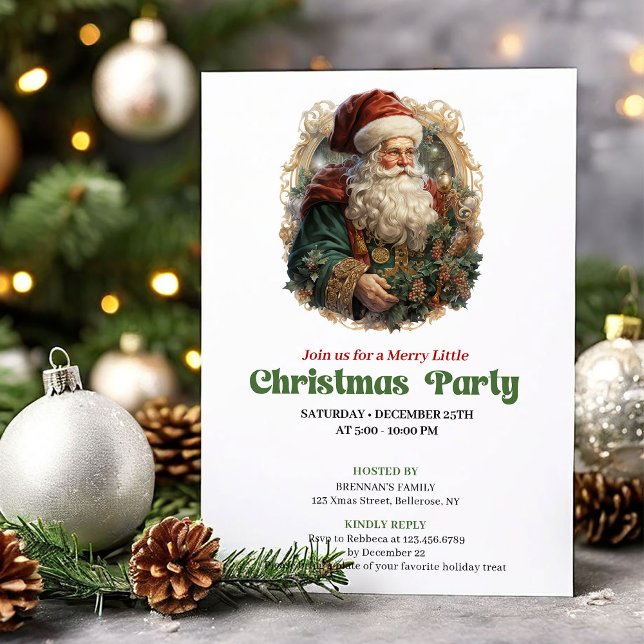 Convites Graceful Victorian Santa Christmas party invite (Graceful Victorian Christmas angel party invite

)