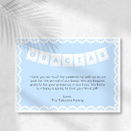 Convites Gracias Cielito Lindo Chá de fraldas Azul Obrigado