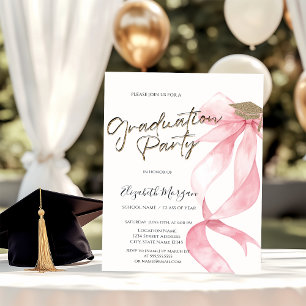 Convites Grad Cap Laço Rosa Sua Foto Graduação