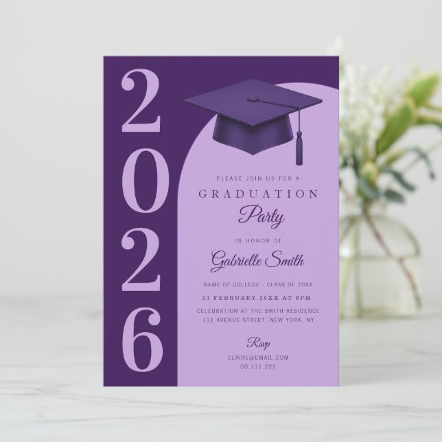 Convites Grad cap modern graduation party (Em pé/Frente)