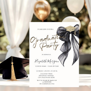 Convites Grad Cap Preto Laço Sua Foto Graduação 