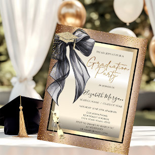 Convites Grad Cap, Taça de Vinho de Arco Preto, Confetes de