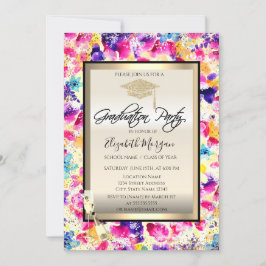 Convites Grad Cap,Taça de Vinho,Flores de Confetes Graduaçã