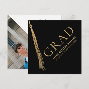 Convites Grad Foto Minimalista Moderna com Borla de Ouro na