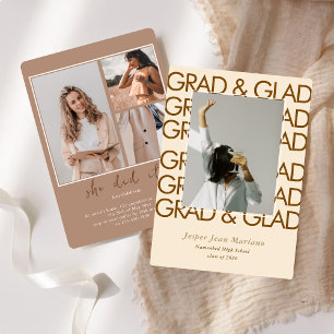 Convites Grad & Glad 2026 Foto Minimalista Graduação