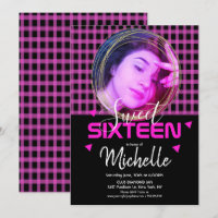Grade Seis Anel Dourado Rosa Neon Foto Grid