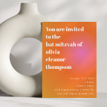 Convites Gradiente Cor-de-Rosa Laranja Retroversa Bat Único<br><div class="desc">Convite Exclusivo de Bat Mitzvah com Gradação Cor-de-Rosa Laranja Retroversa</div>