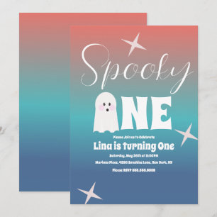 Convites Gradiente de Aniversário de Halloween Fantasma Gro