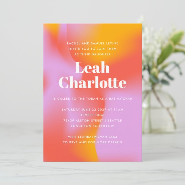 Convites Gradiente de Groovent Lavanda Laranja Legal Bat Mi (Em pé/Frente)