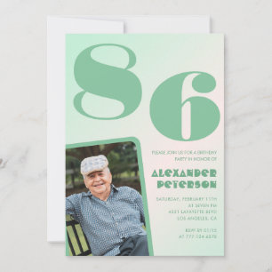 Convites Gradiente Verde de Foto 86 anos